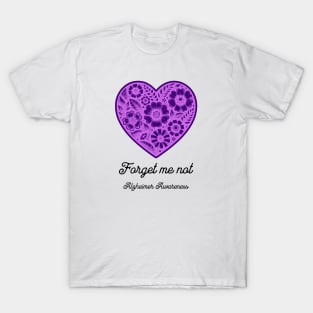 Forget me not Alzheimer Awareness Purple Heart Flowers T-Shirt